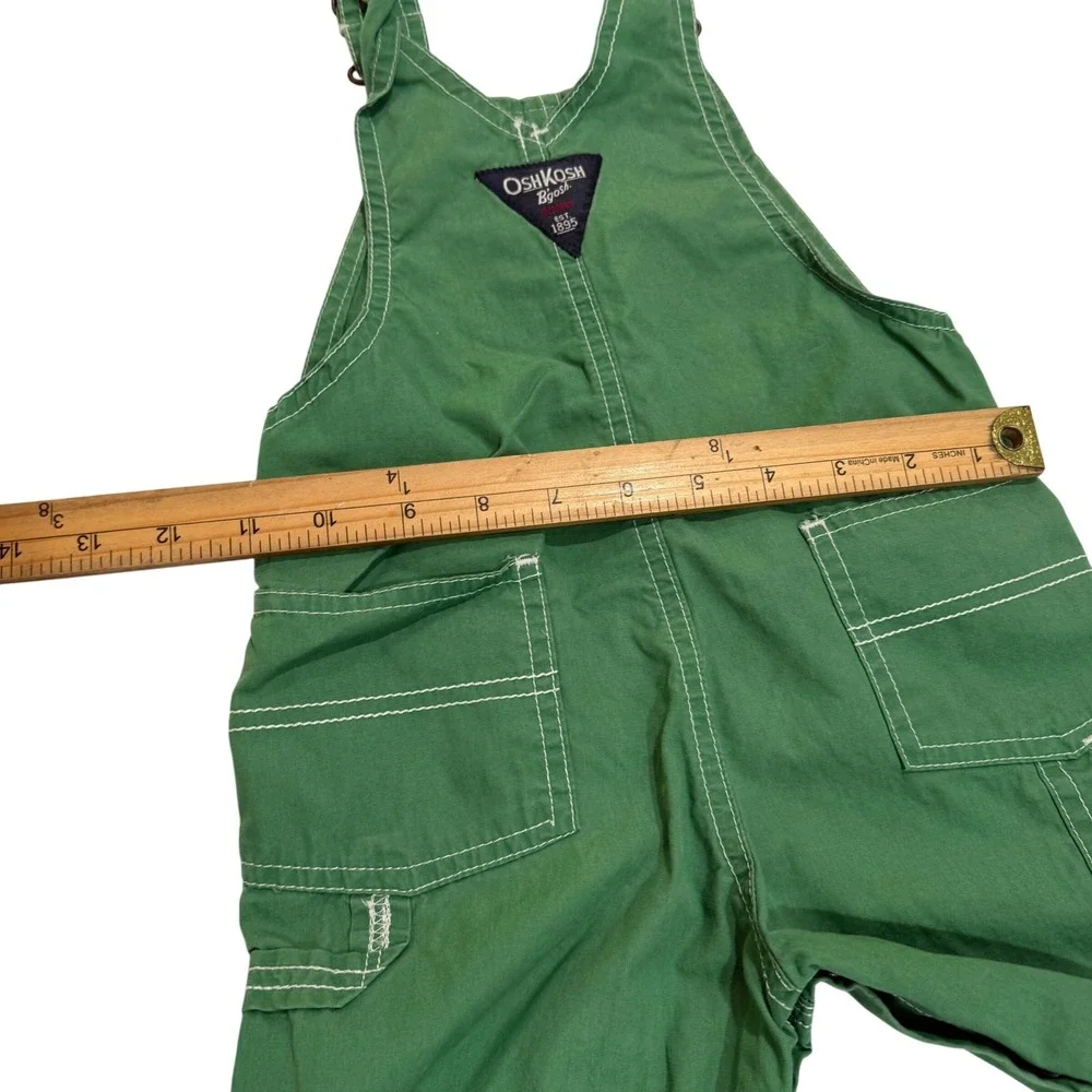 OshKosh Bgosh Kids Green 100% Cotton Canvas Shortalls Overalls 24 Months